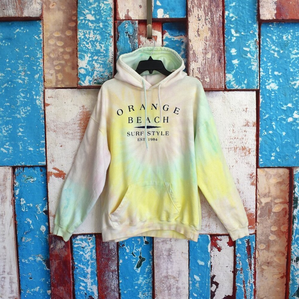 Women's Dreamsicle Hoodie Sweatshirt Orange Beach Tie Dye LARGE Multicolor